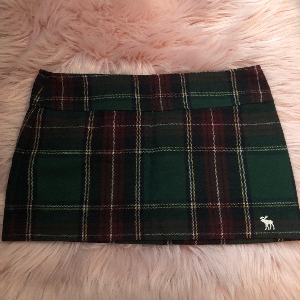 Plaid wool mini skirt